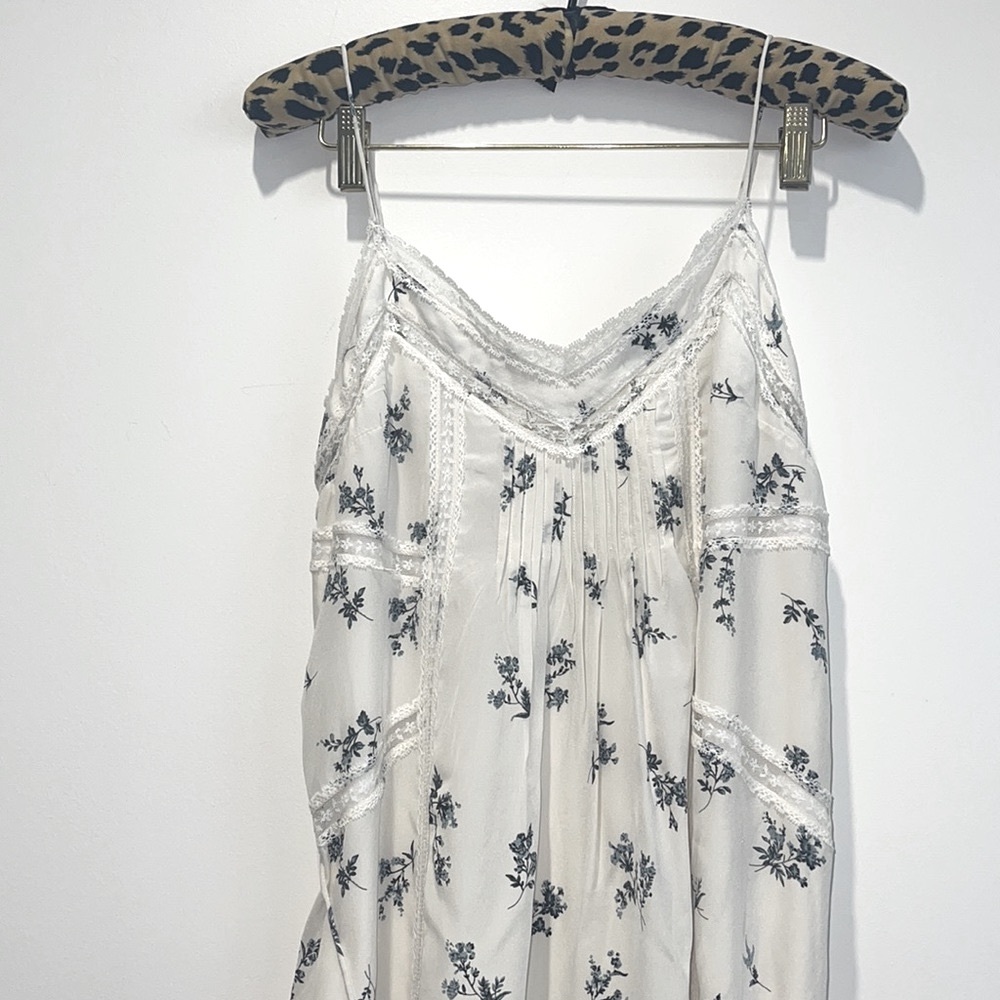 💙ZIMMERMANN Silk Blue Floral Lace  White Dress💙